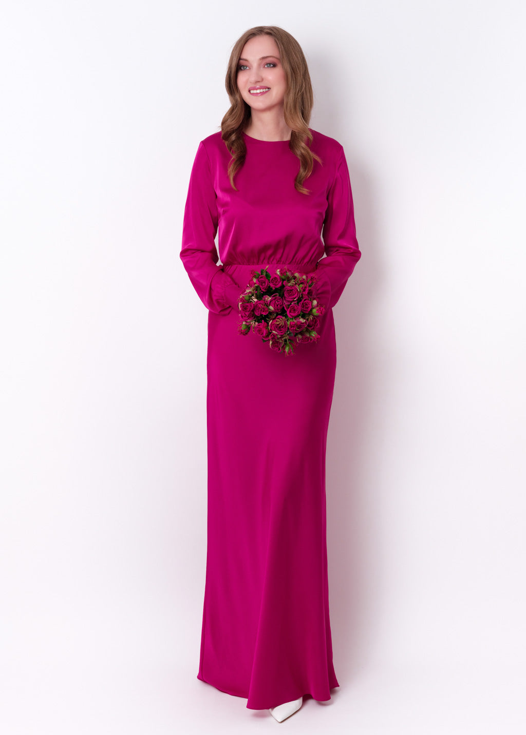 Fuchsia silk long dress