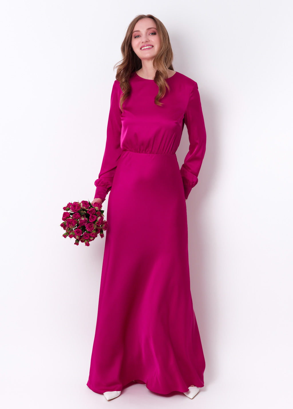 Fuchsia silk long dress
