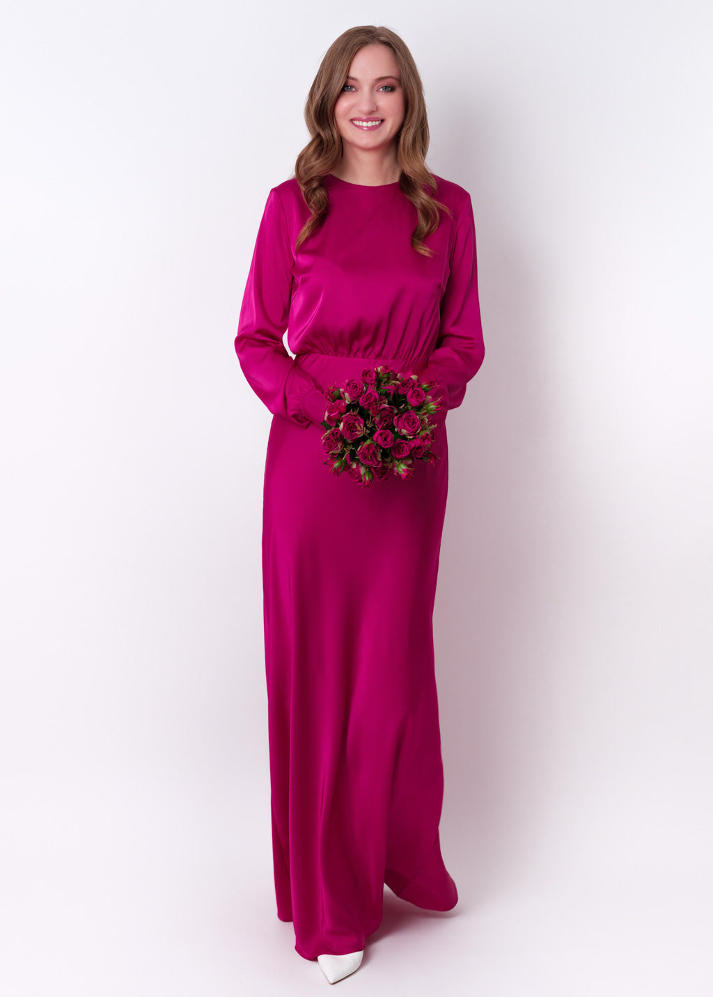 Fuchsia silk long dress