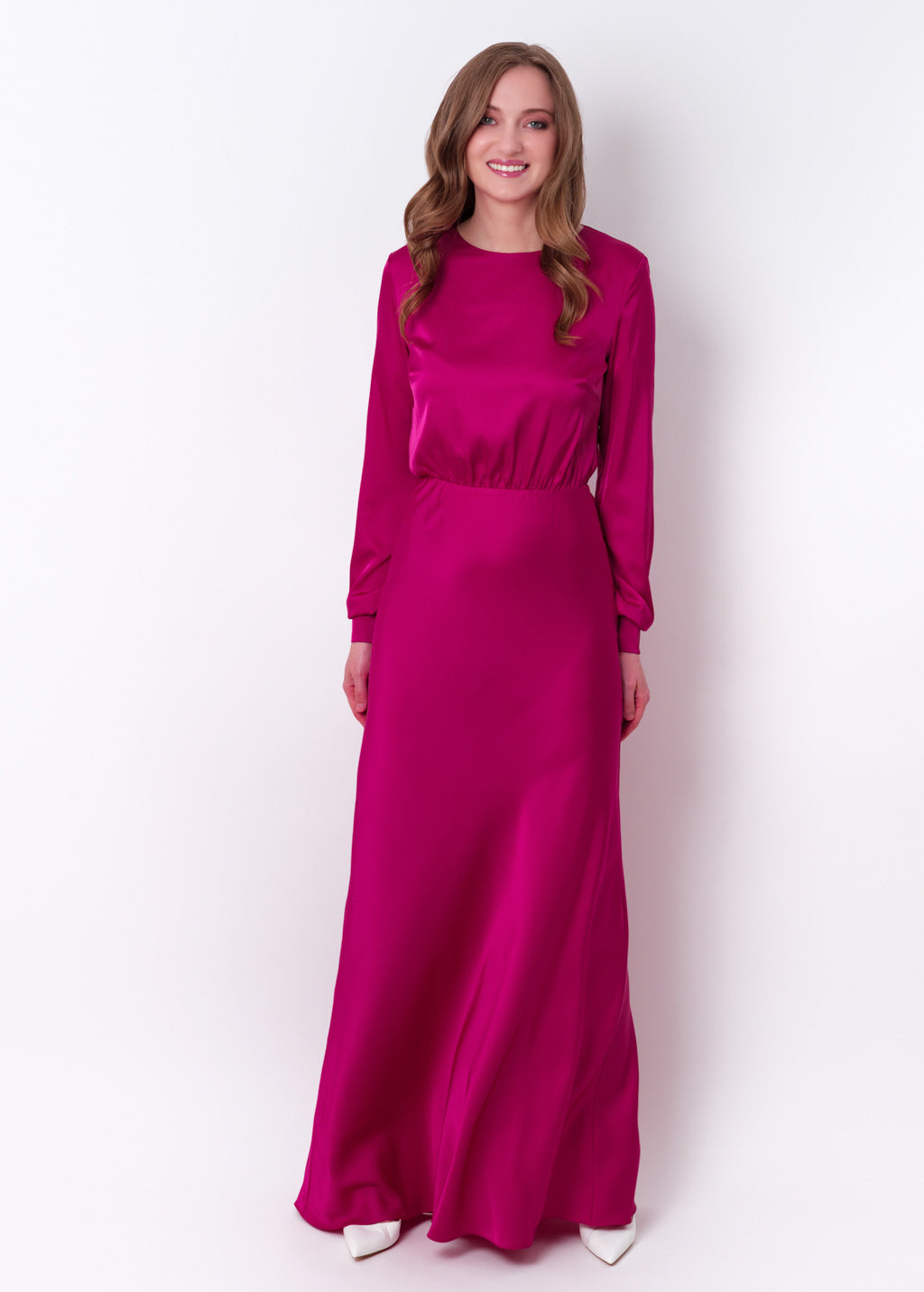 Fuchsia silk long dress