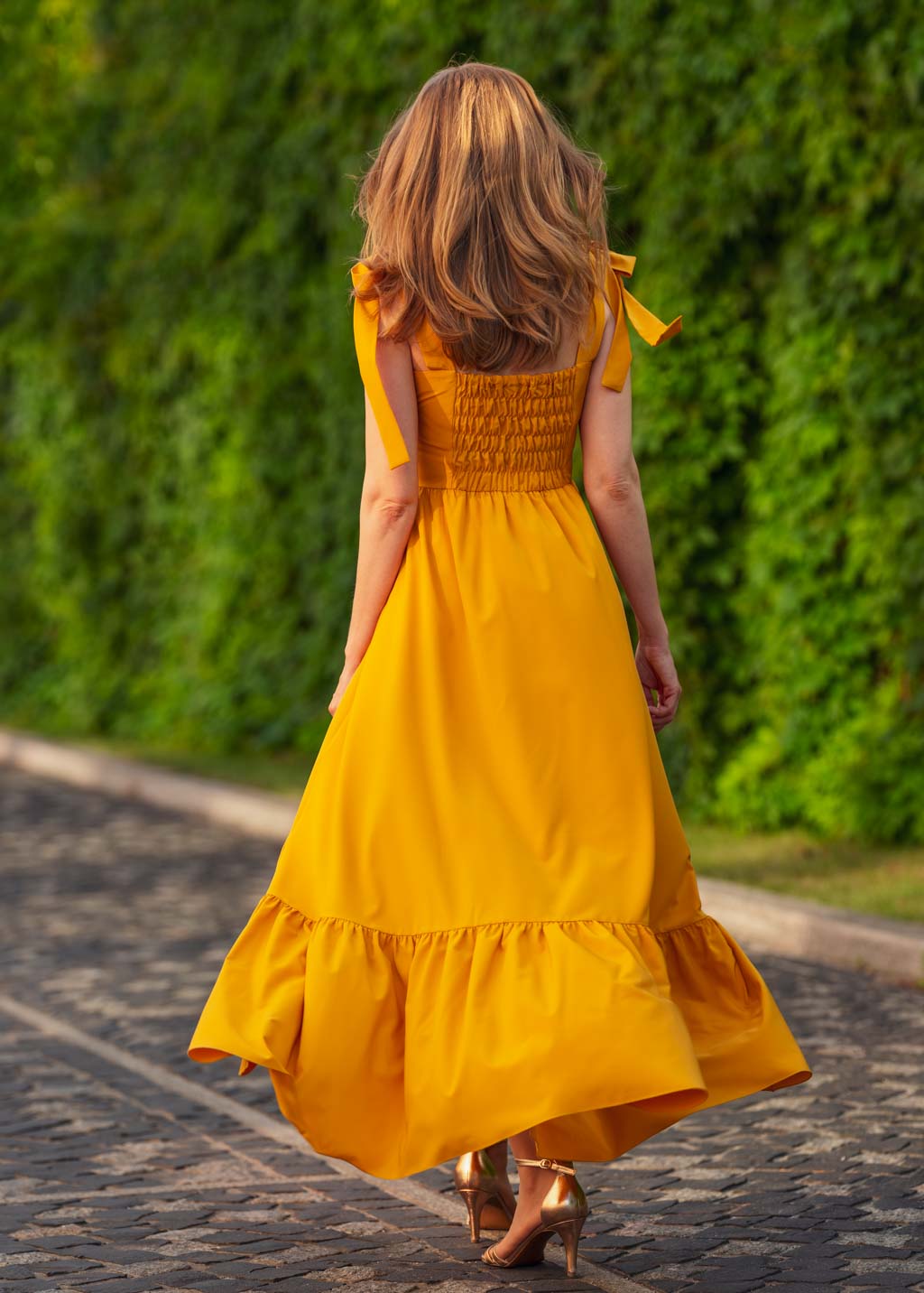 Honey yellow boho long summer dress