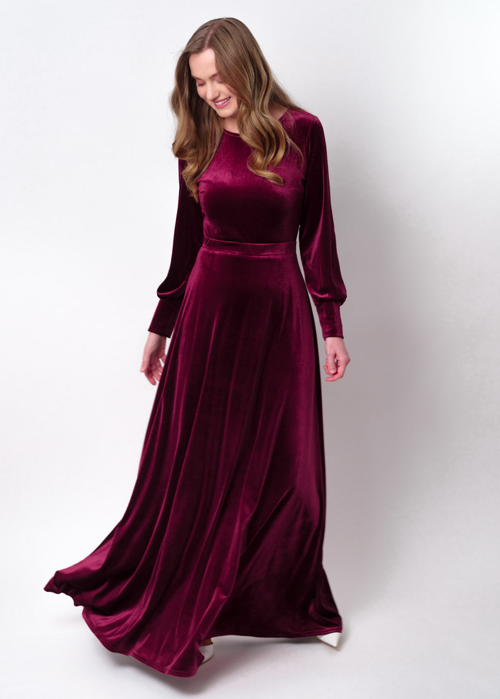 Plum burgundy velvet long dress