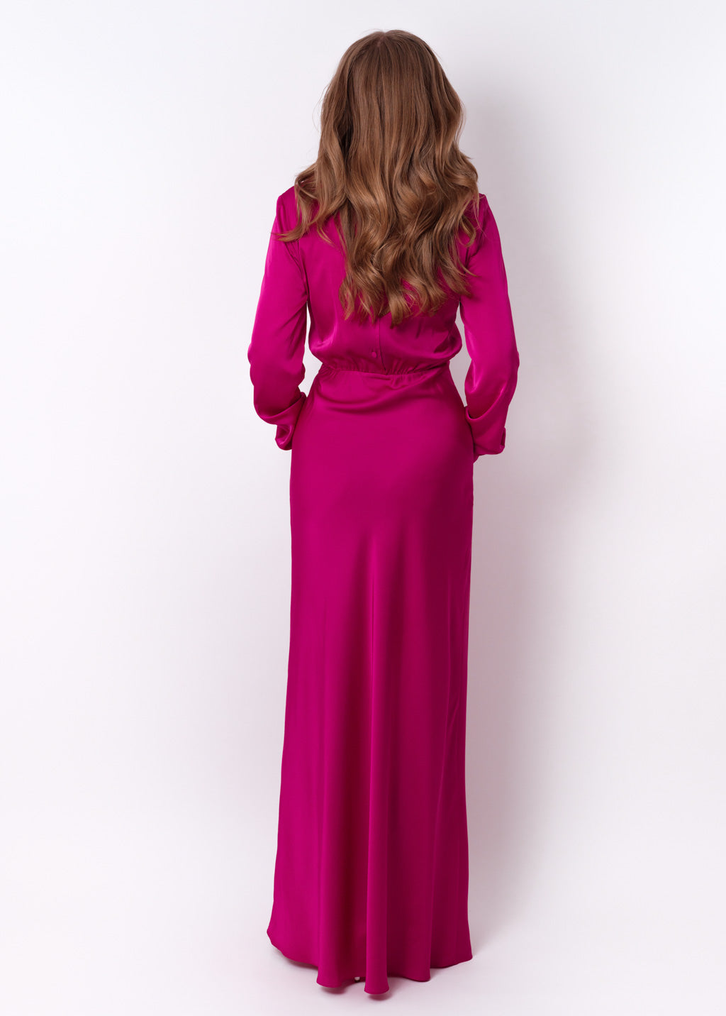 Fuchsia silk long dress