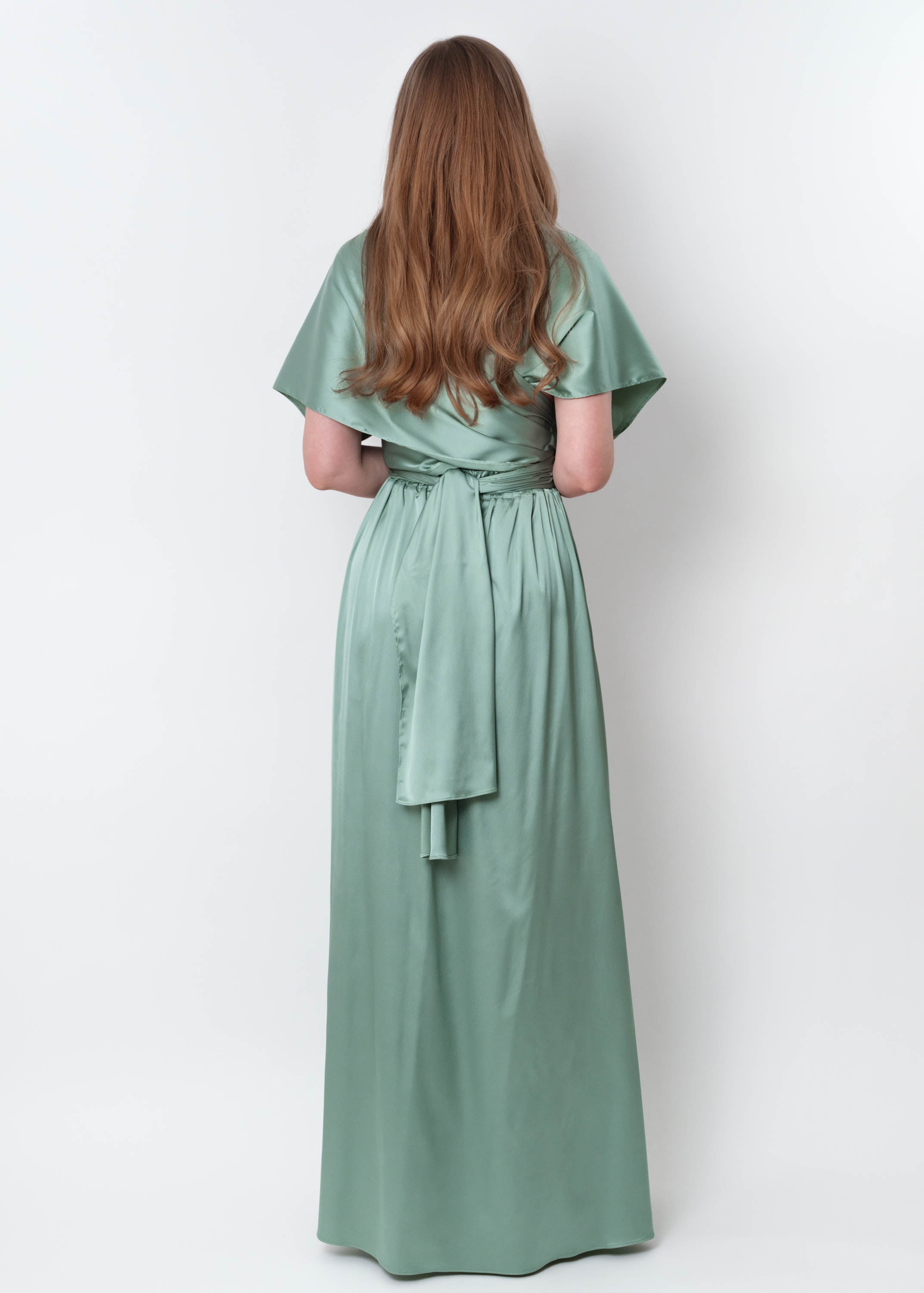 Sage green infinity long pleated dress