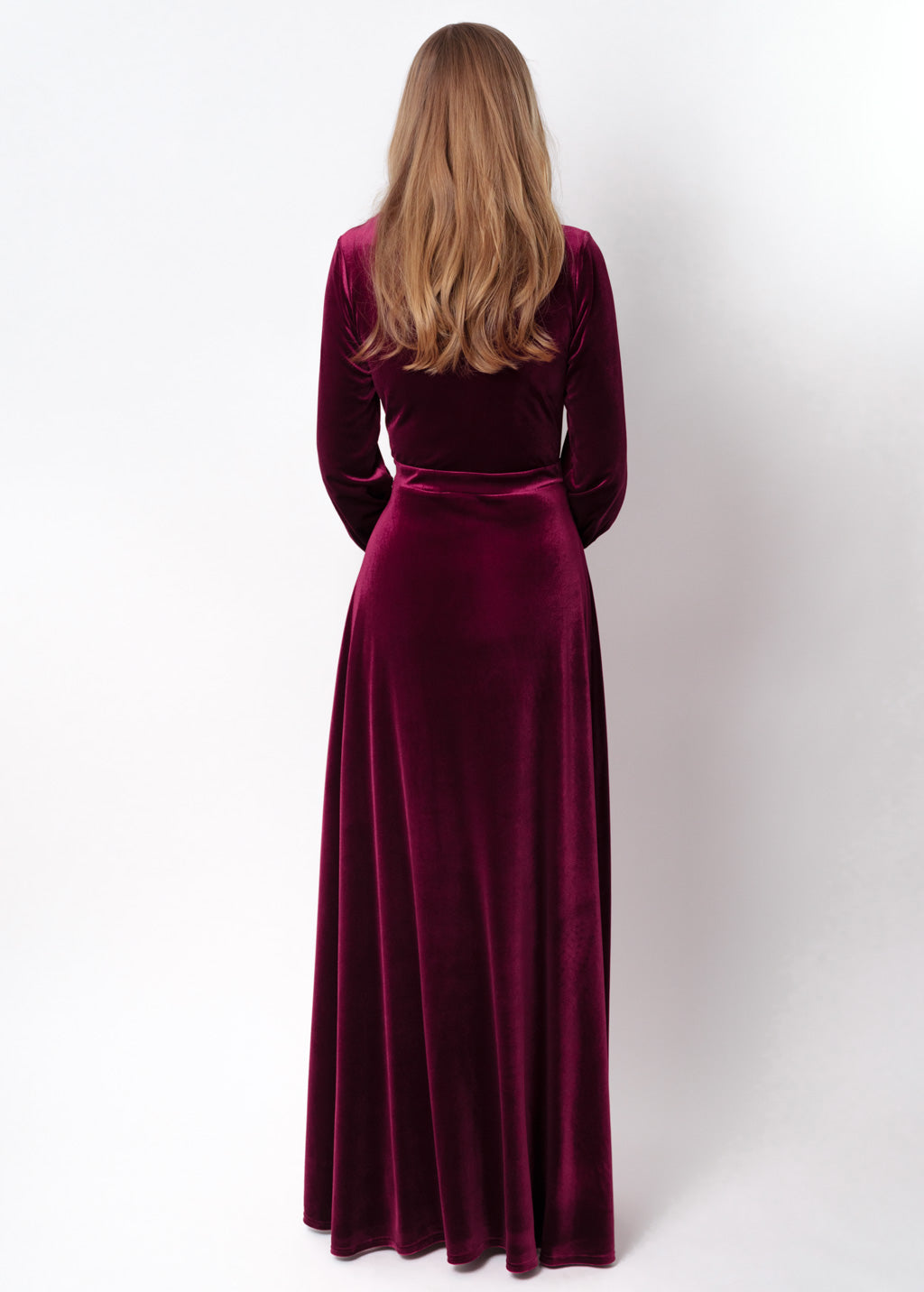 Plum burgundy velvet long dress