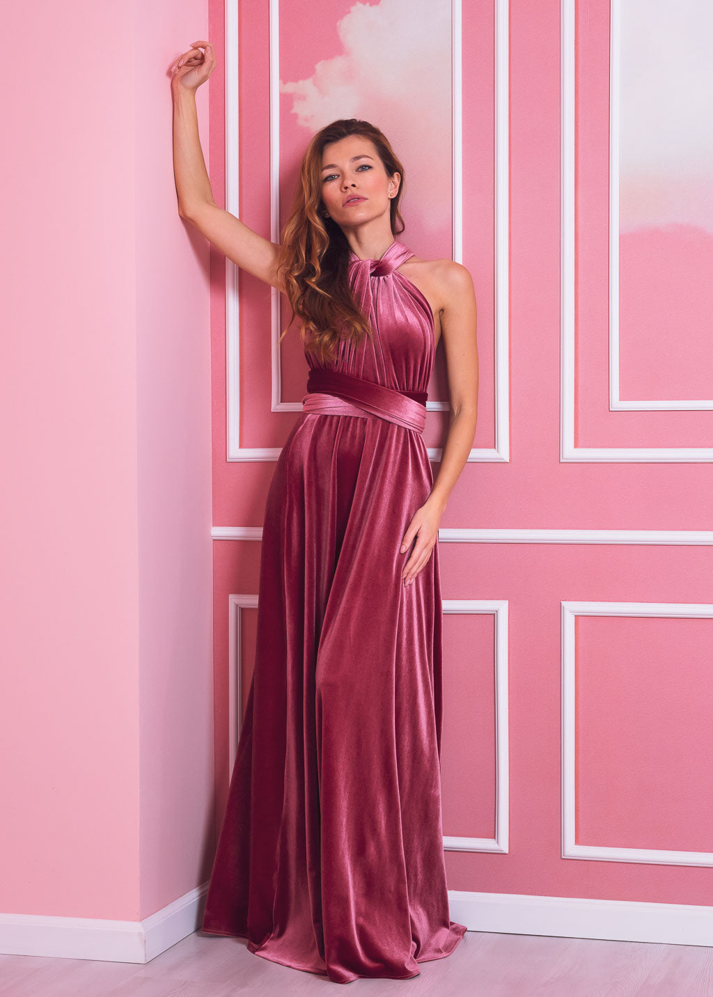Dusty rose long infinity dress