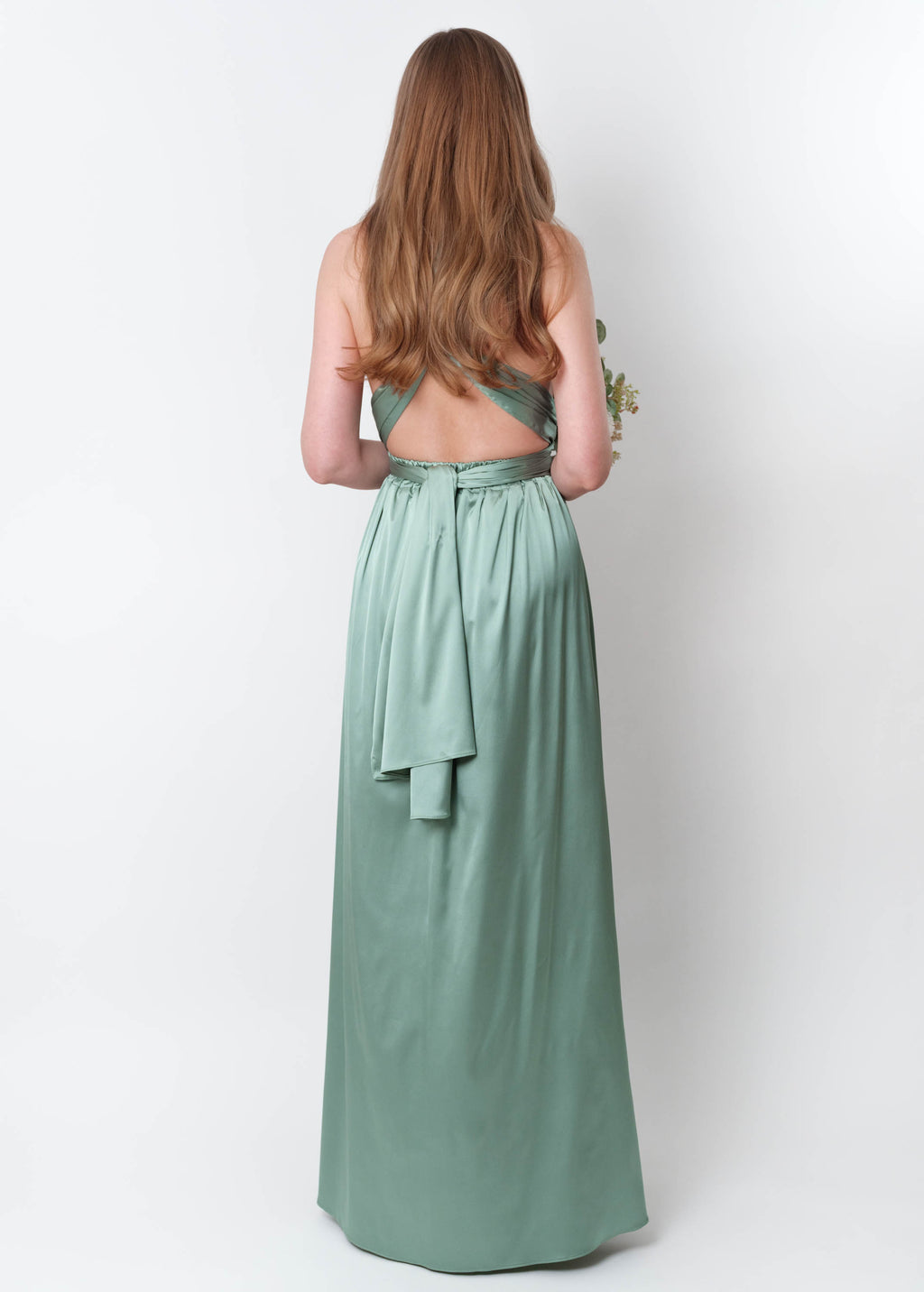 Sage green infinity long pleated dress