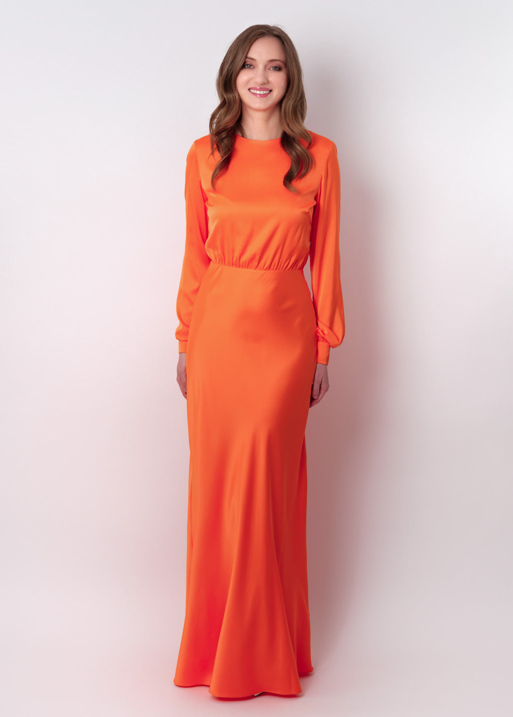 Orange silk long dress