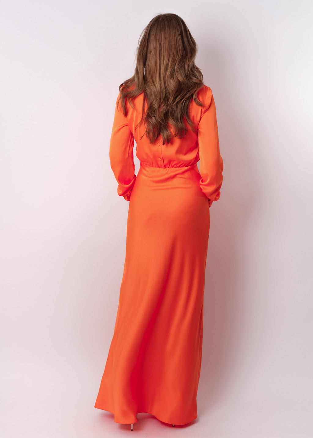 Orange silk long dress