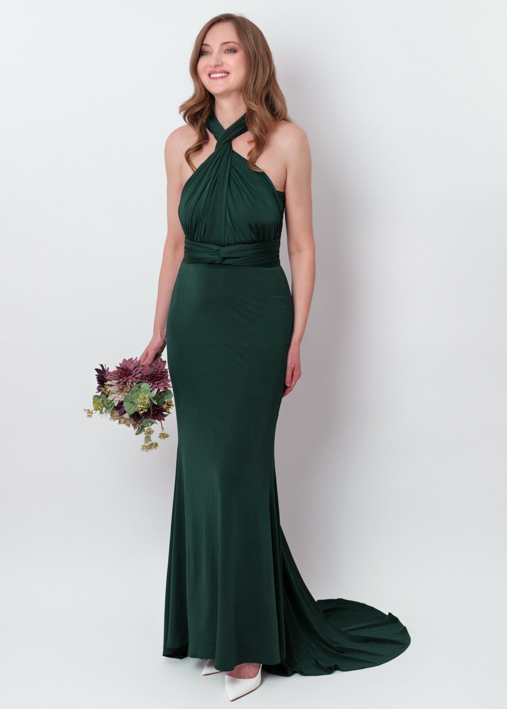 Dark green infinity mermaid train dress