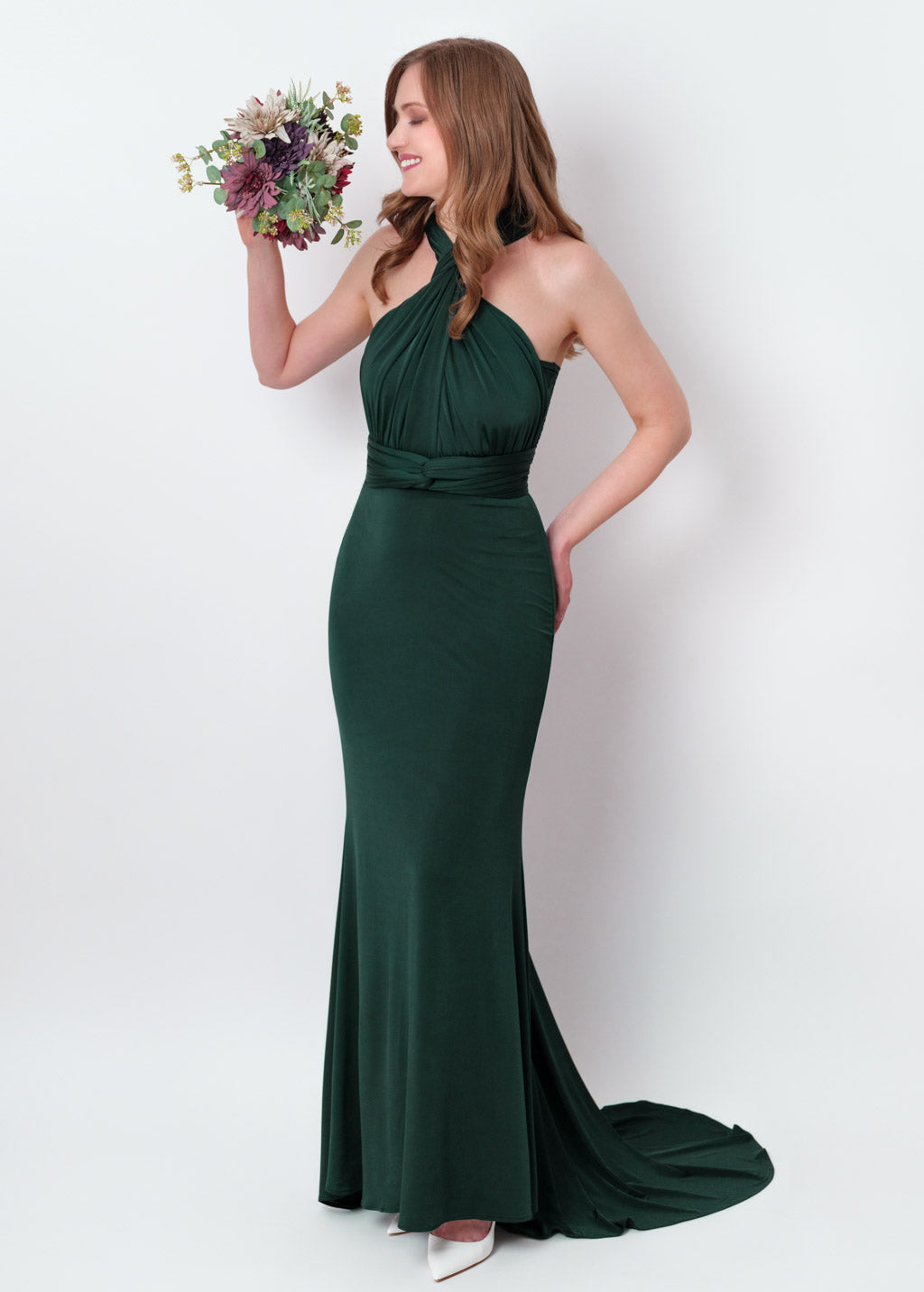 Dark green infinity mermaid train dress
