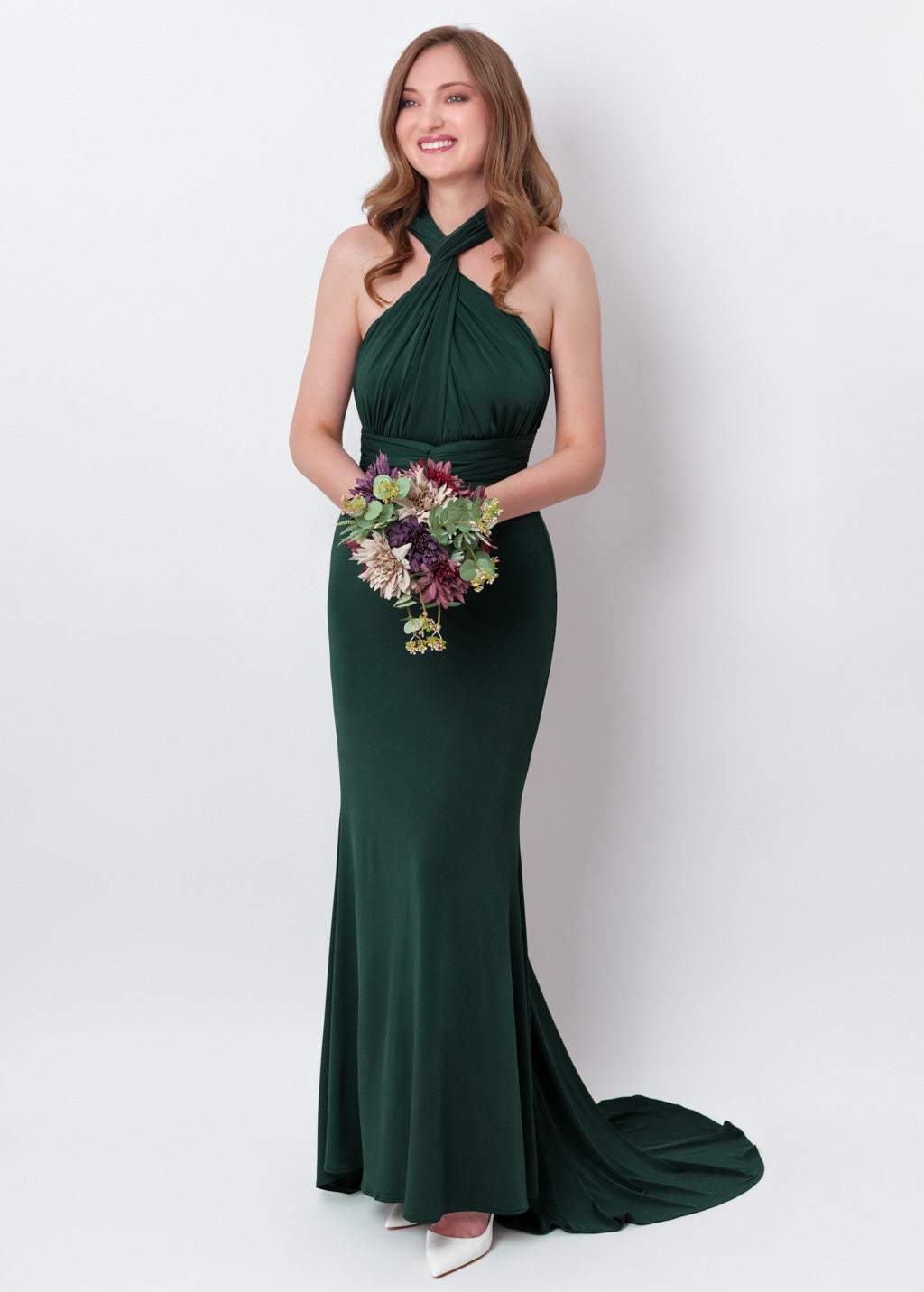 Dark green infinity mermaid train dress
