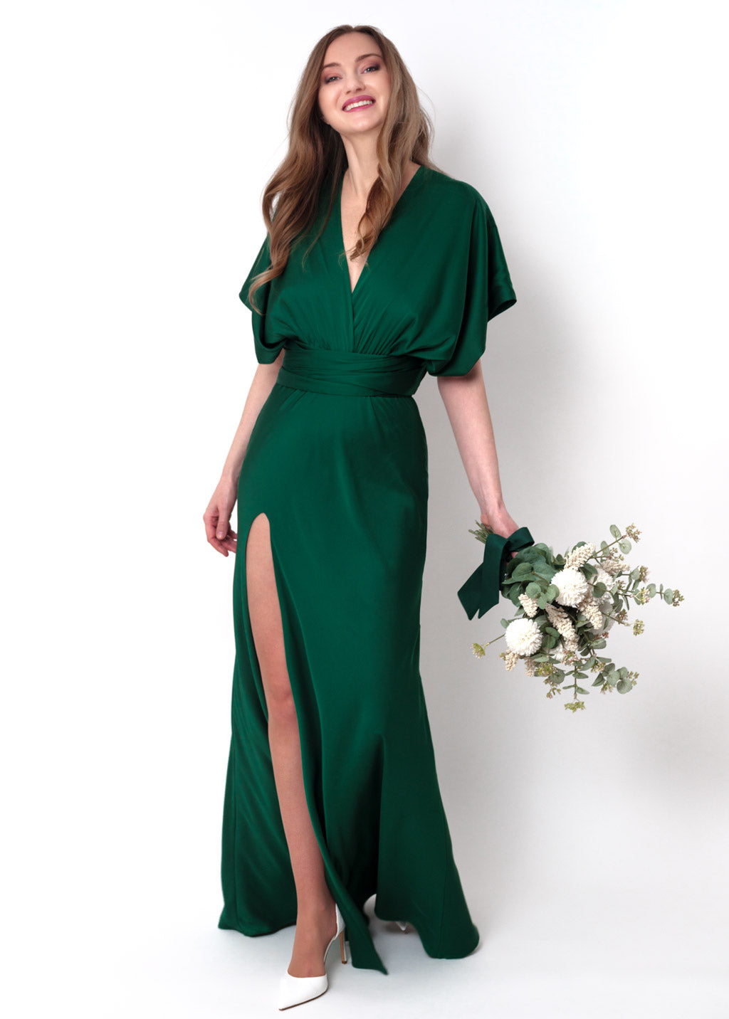 Dark green infinity high slit long dress