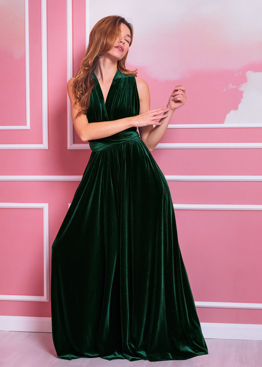 Emerald green long infinity jumpsuit