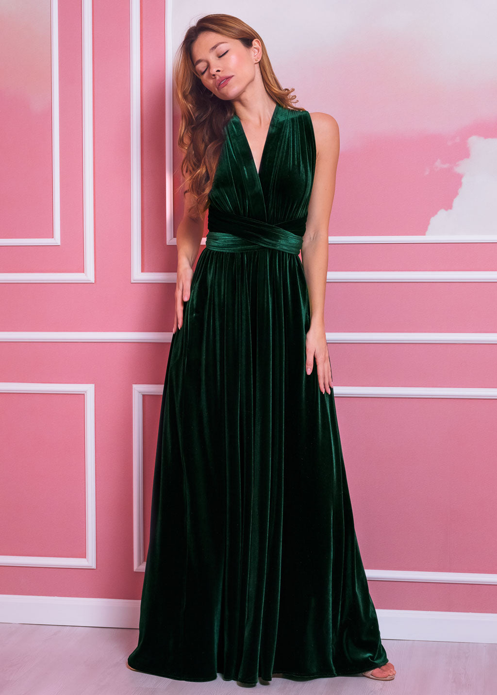 Emerald green long infinity jumpsuit