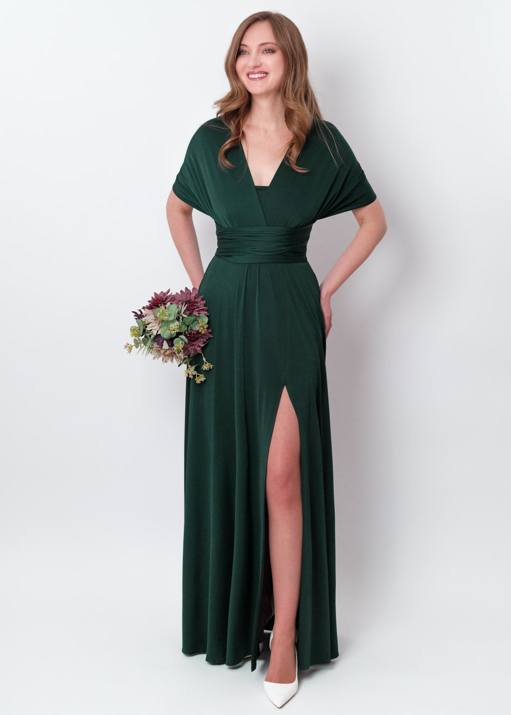 Dark green infinity long slit dress