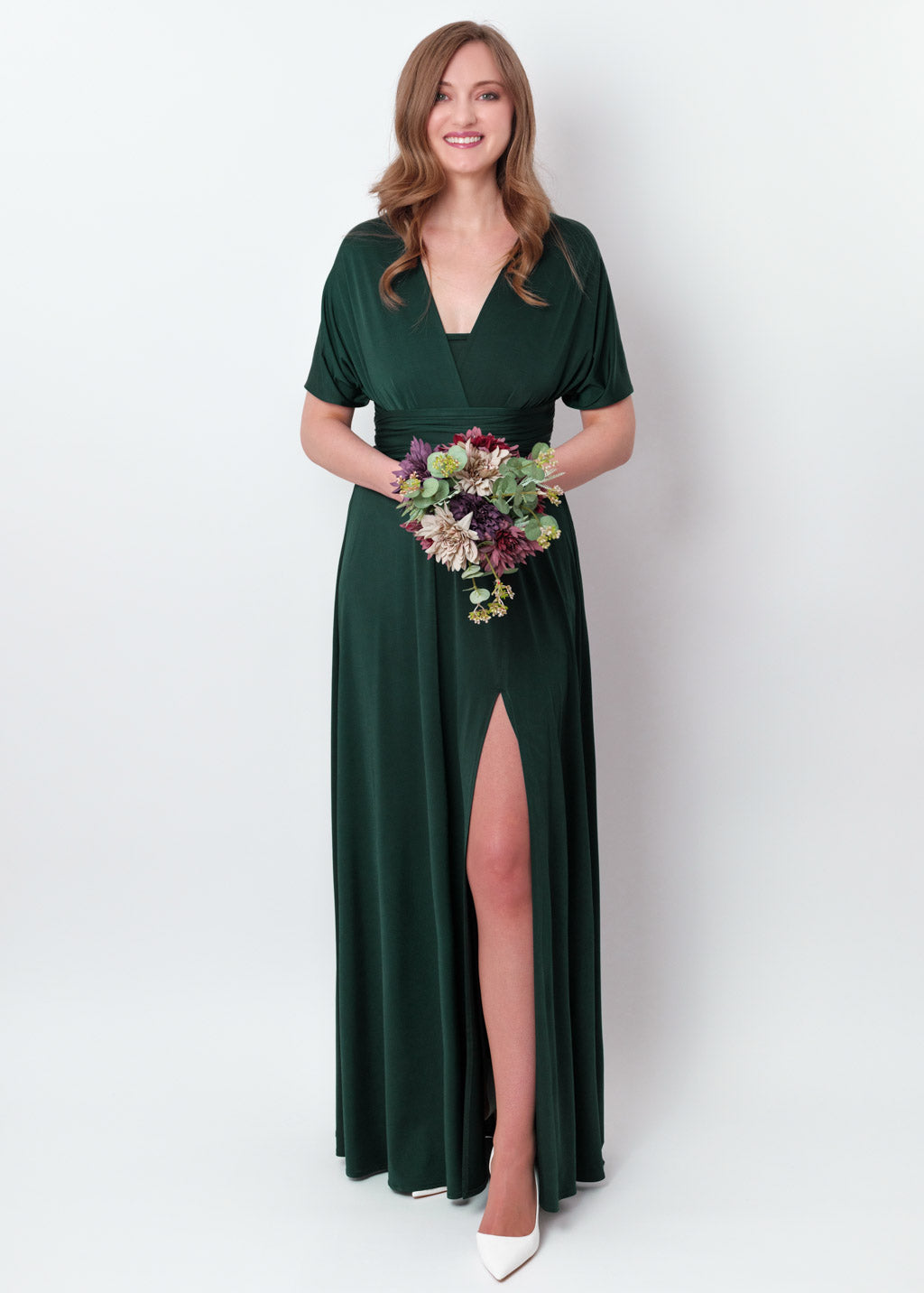 Dark green infinity long slit dress