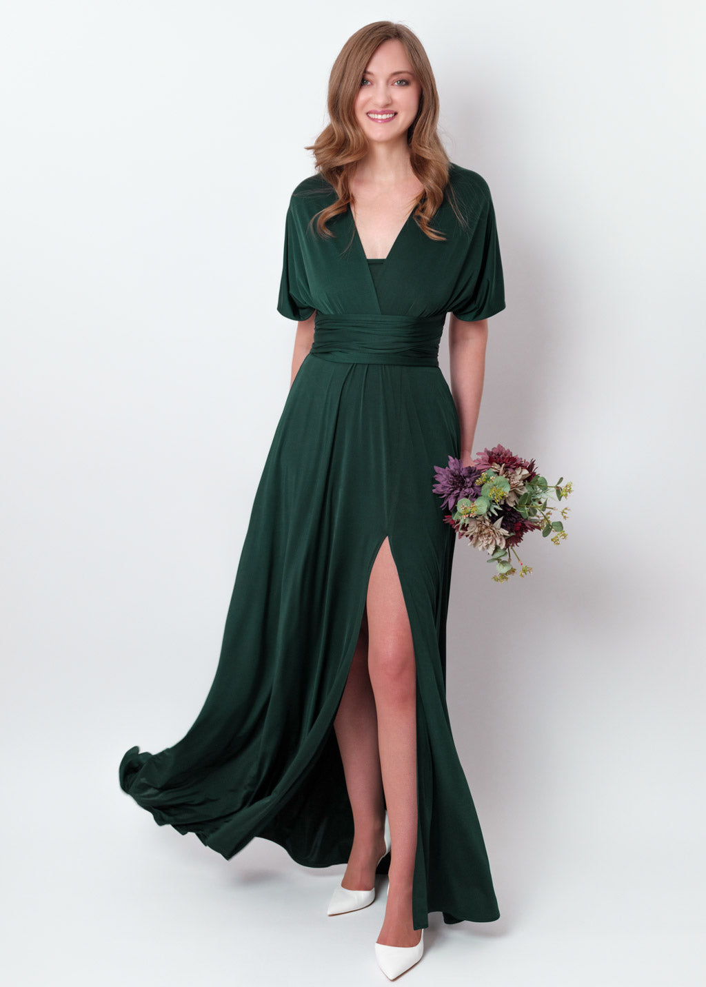 Dark green infinity long slit dress