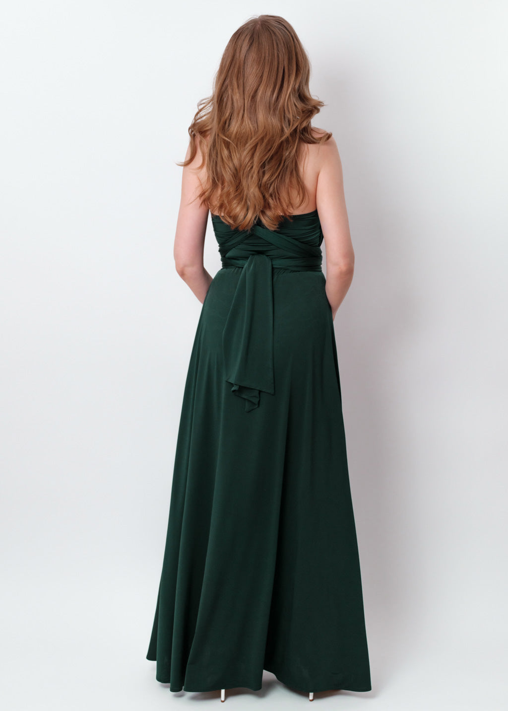 Dark green infinity long slit dress