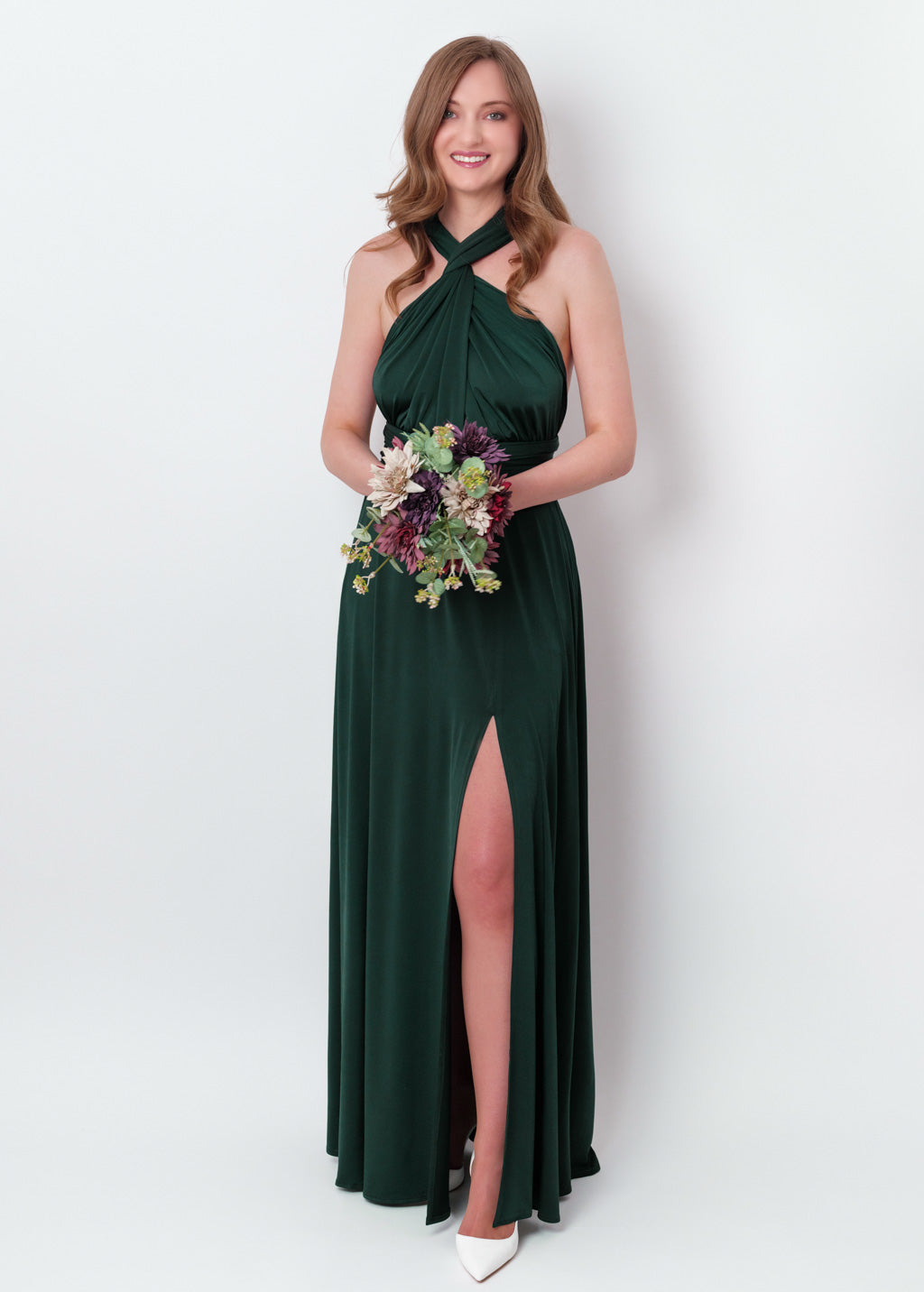 Dark green infinity long slit dress