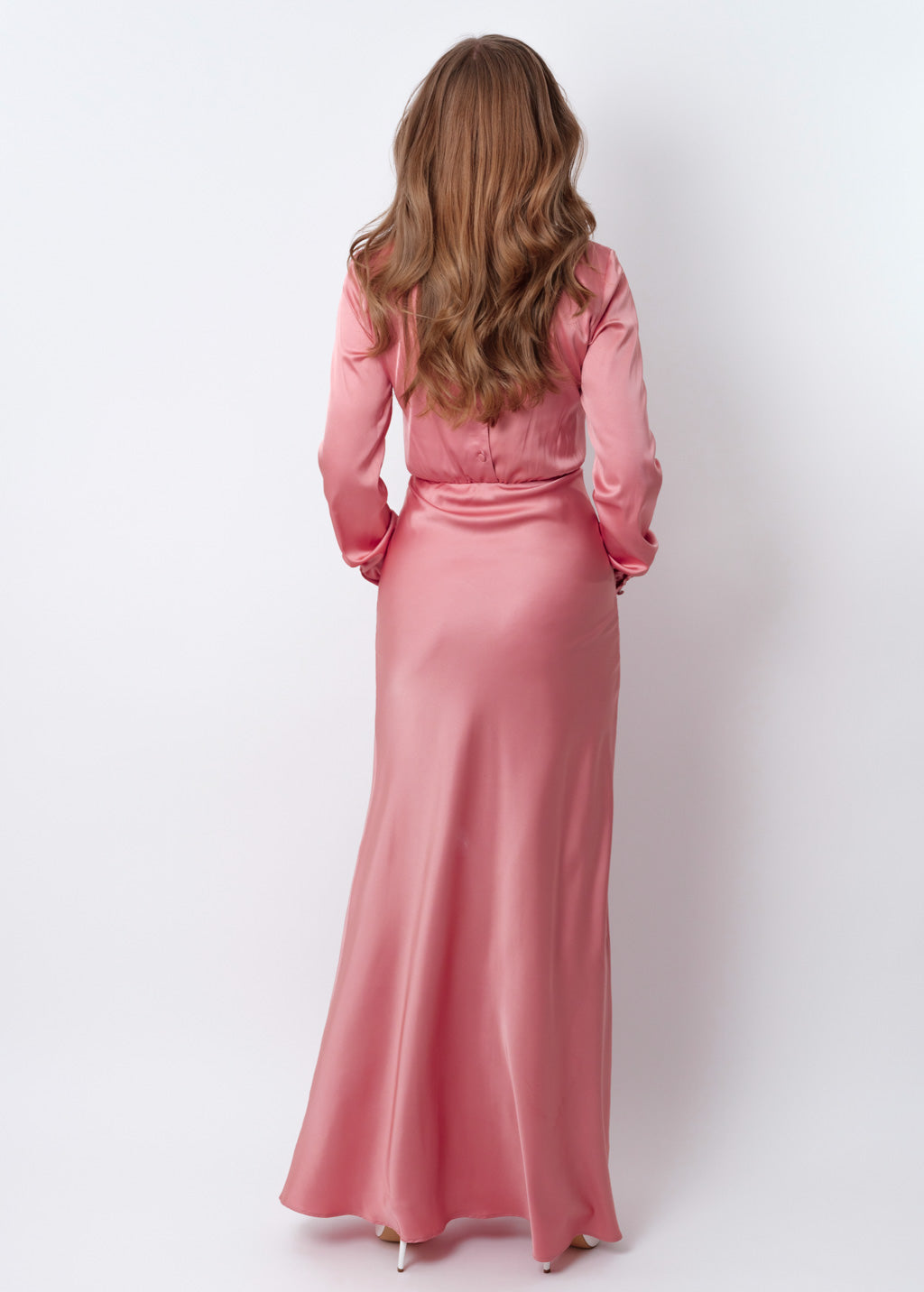Blush pink silk long dress
