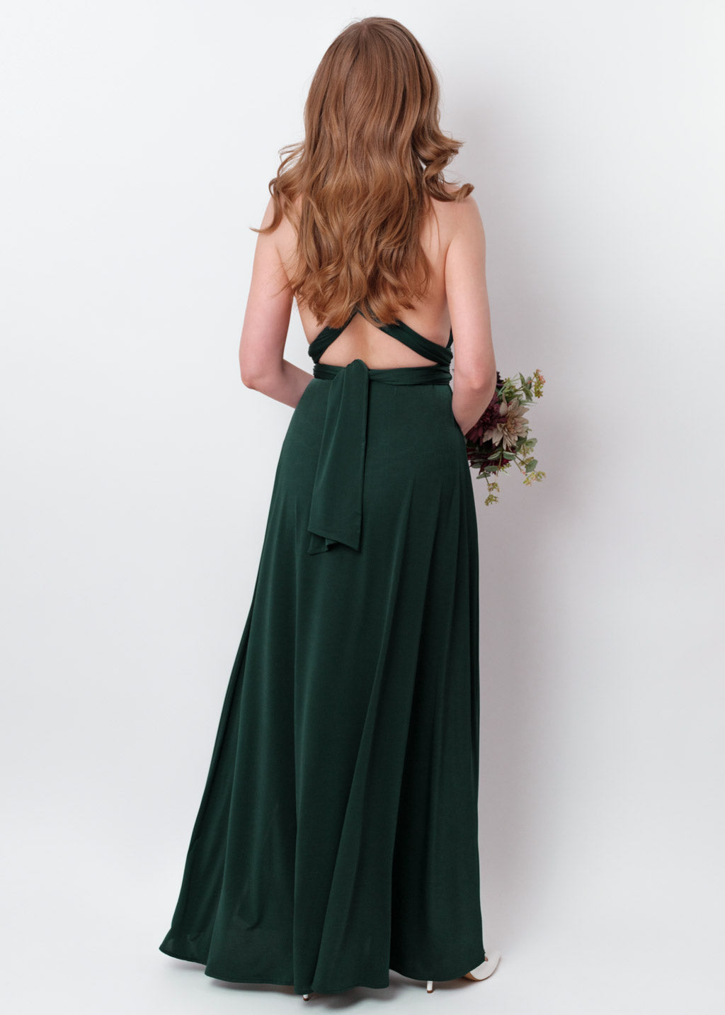 Dark green infinity long slit dress