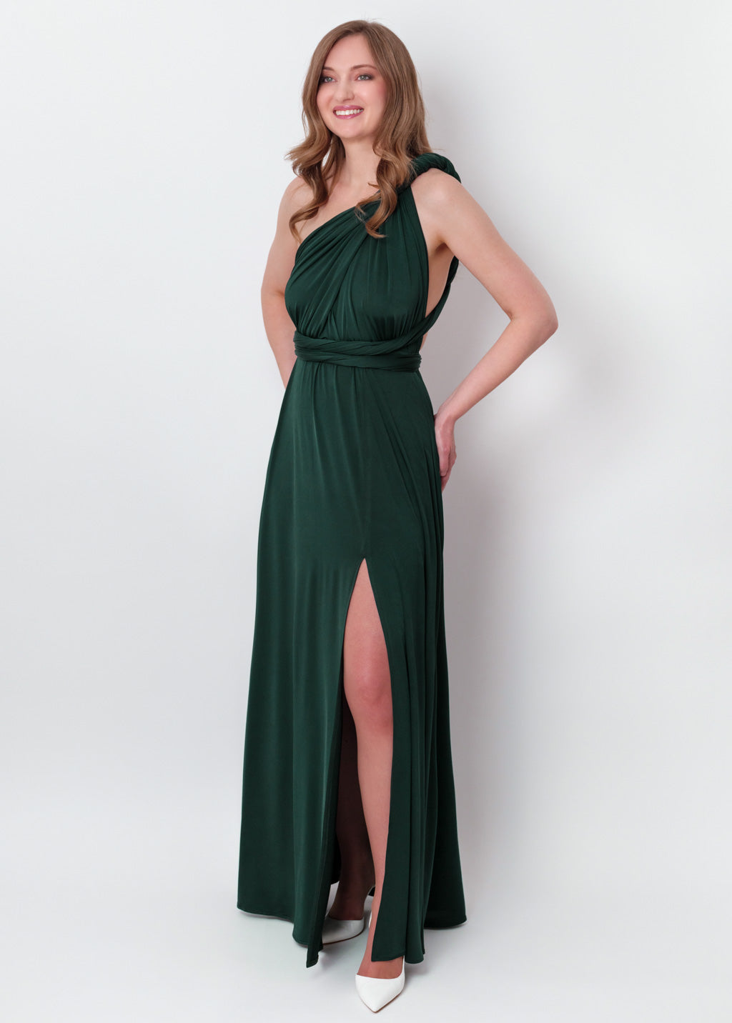 Dark green infinity long slit dress