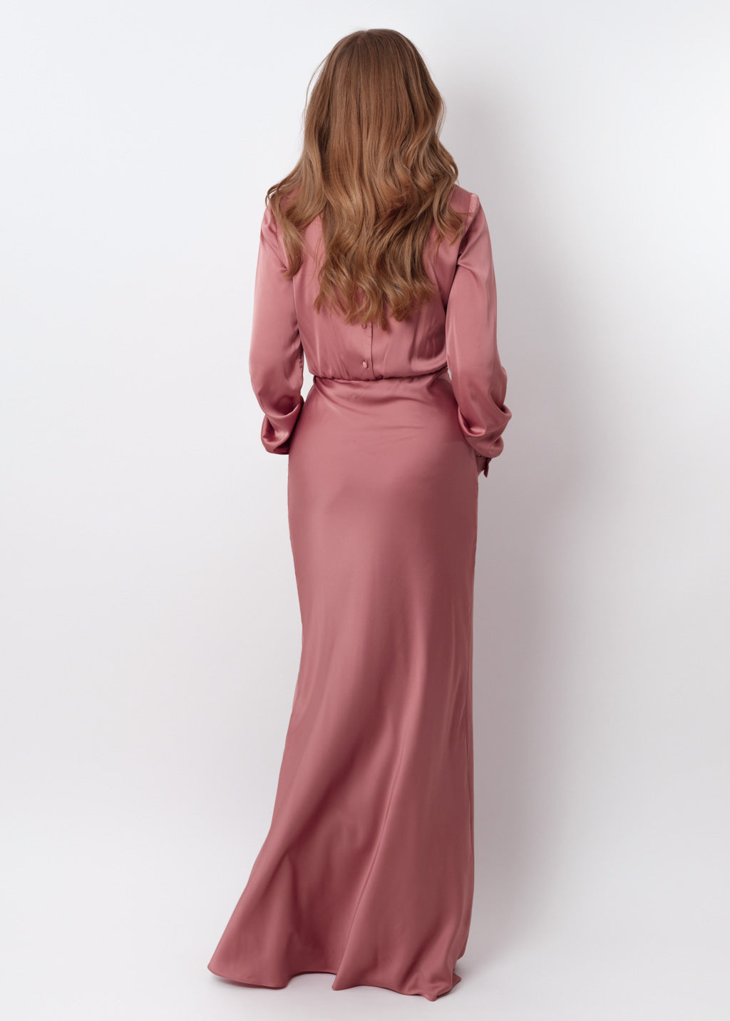 Champagne rose silk long dress