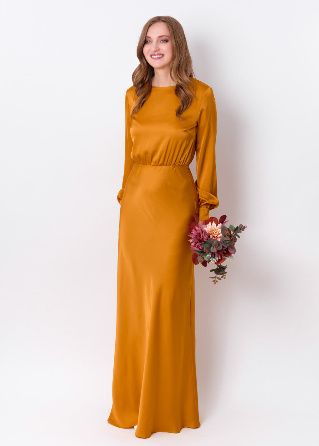 Gold silk long dress