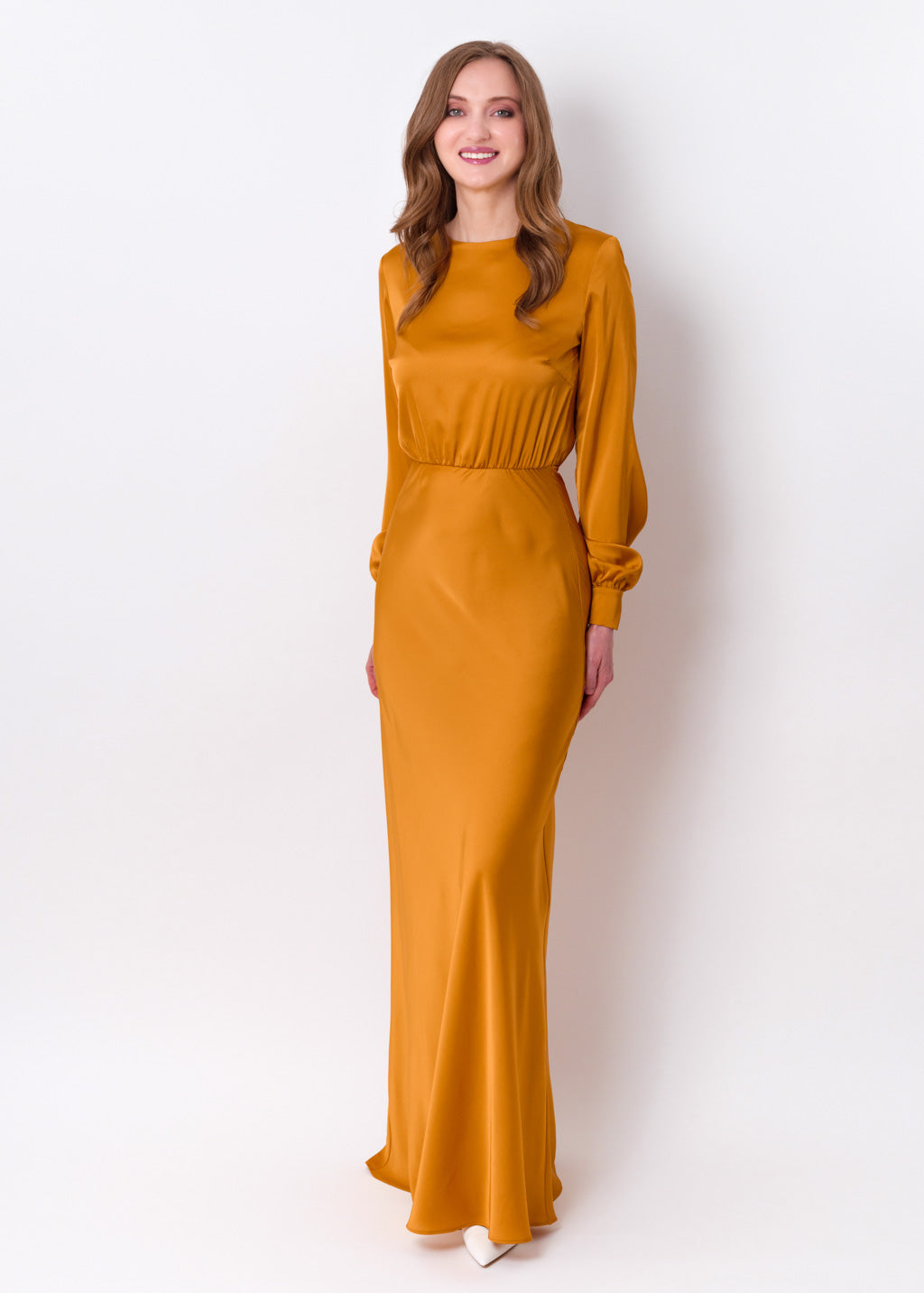 Gold silk long dress
