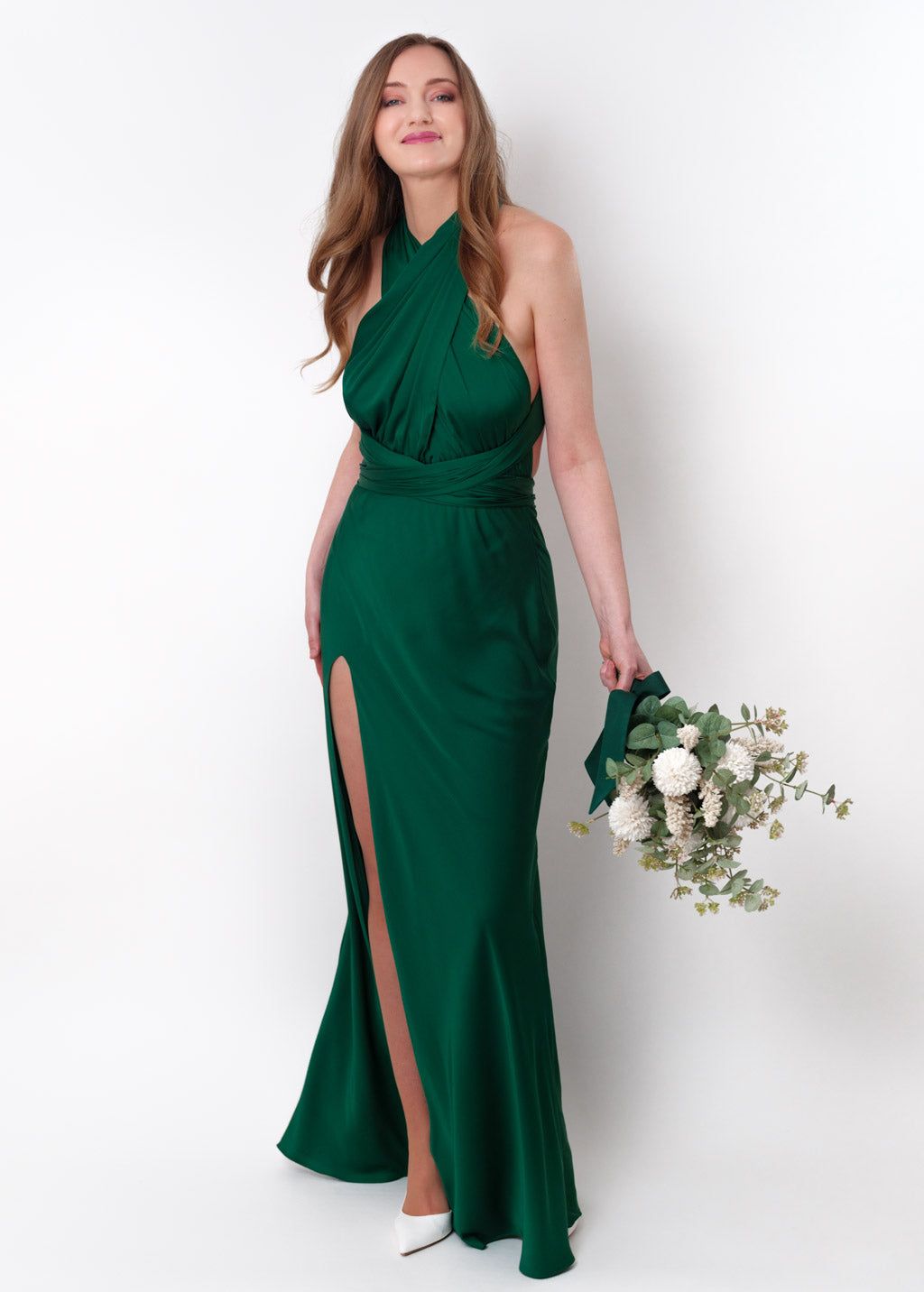 Dark green infinity high slit long dress