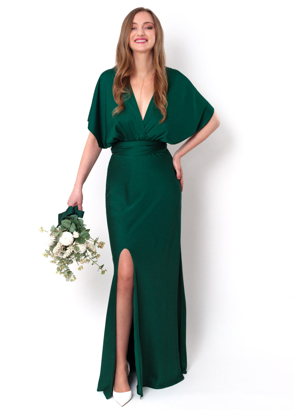 Dark green infinity knee slit long dress