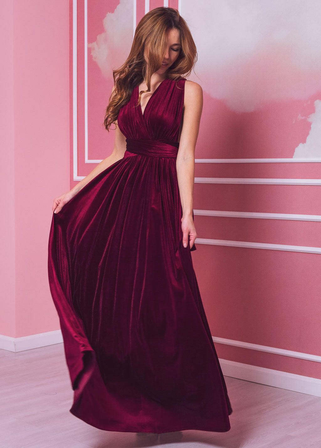 Burgundy long infinity dress