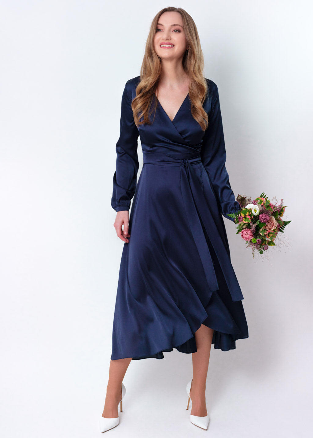 Navy blue wrap dress