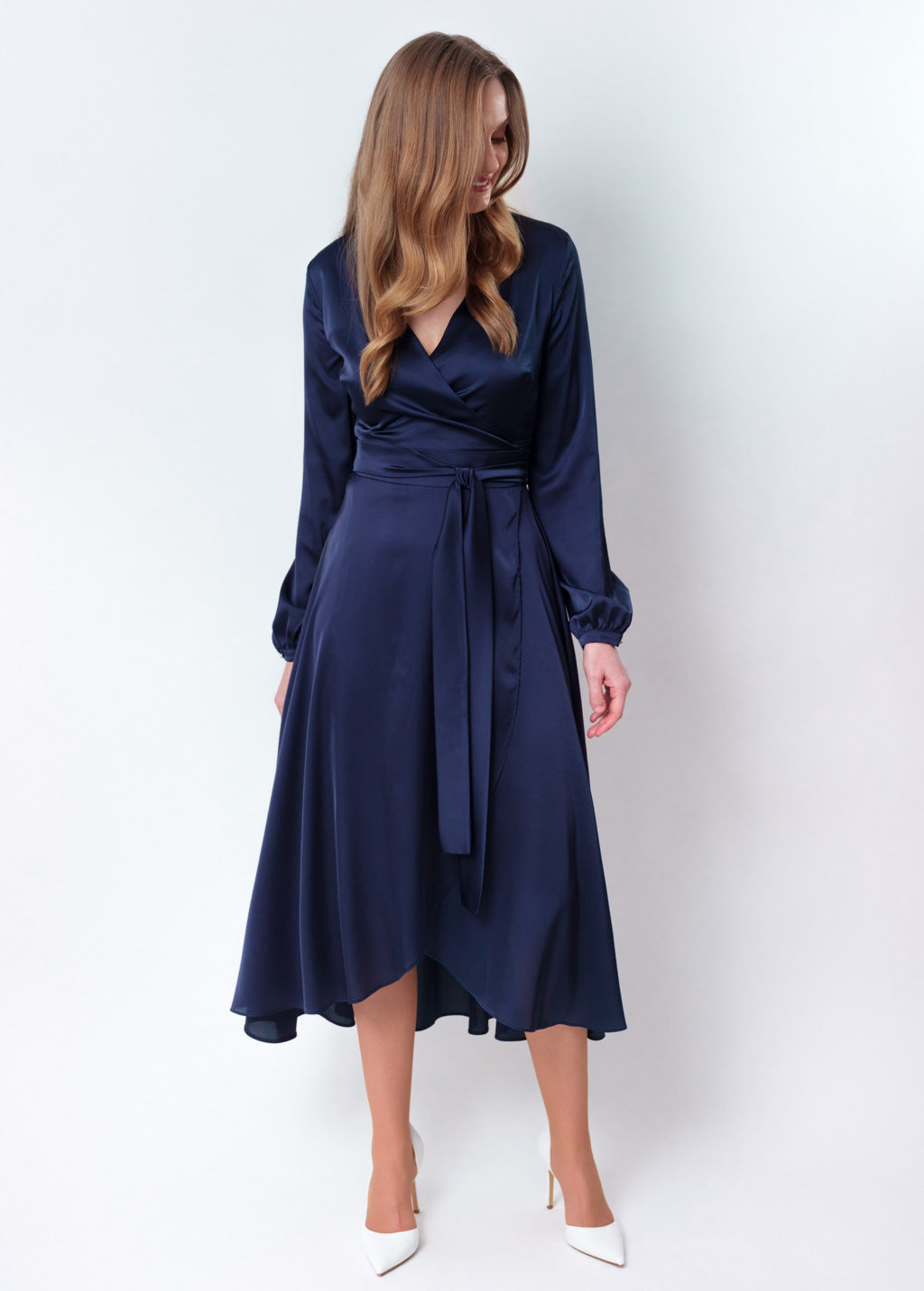 Navy blue wrap dress