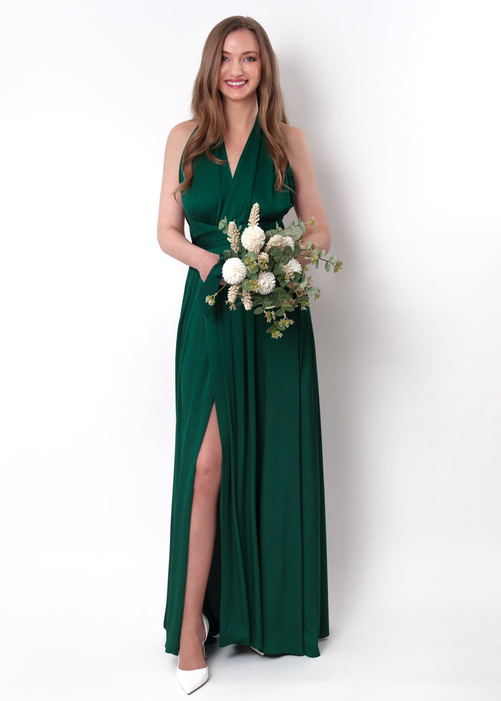 Dark green infinity slit long dress