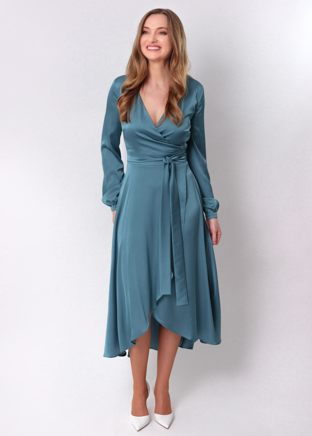Aqua blue wrap dress