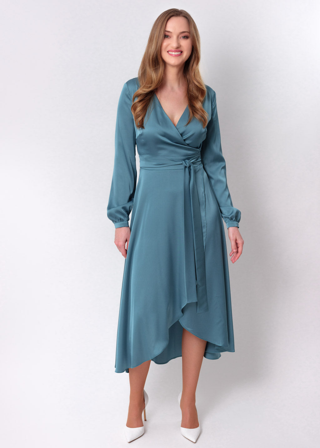 Aqua blue wrap dress