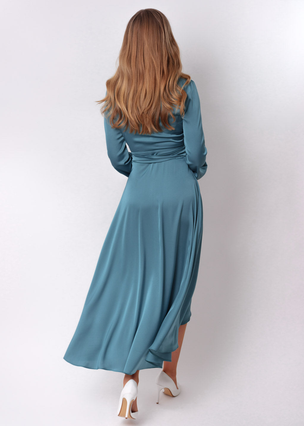 Aqua blue wrap dress