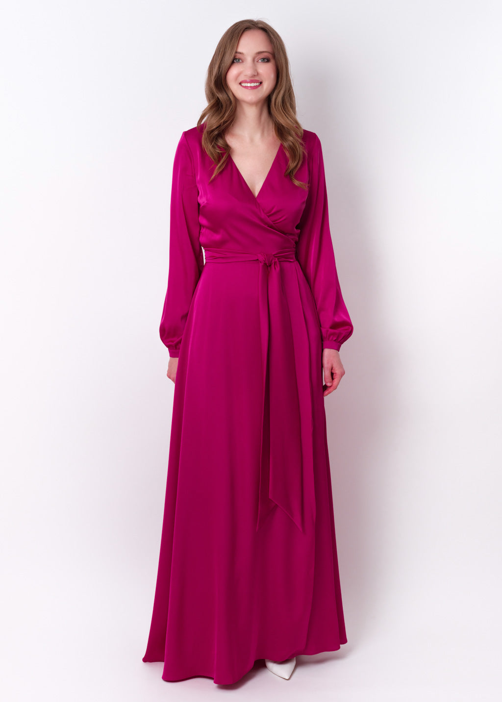 Fuchsia wrap long dress