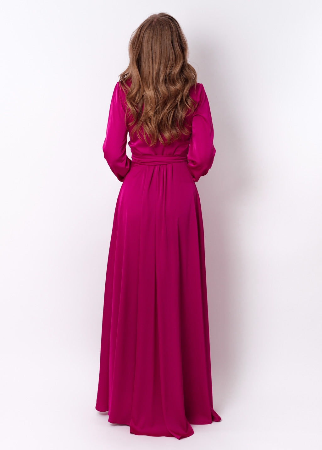 Fuchsia wrap long dress