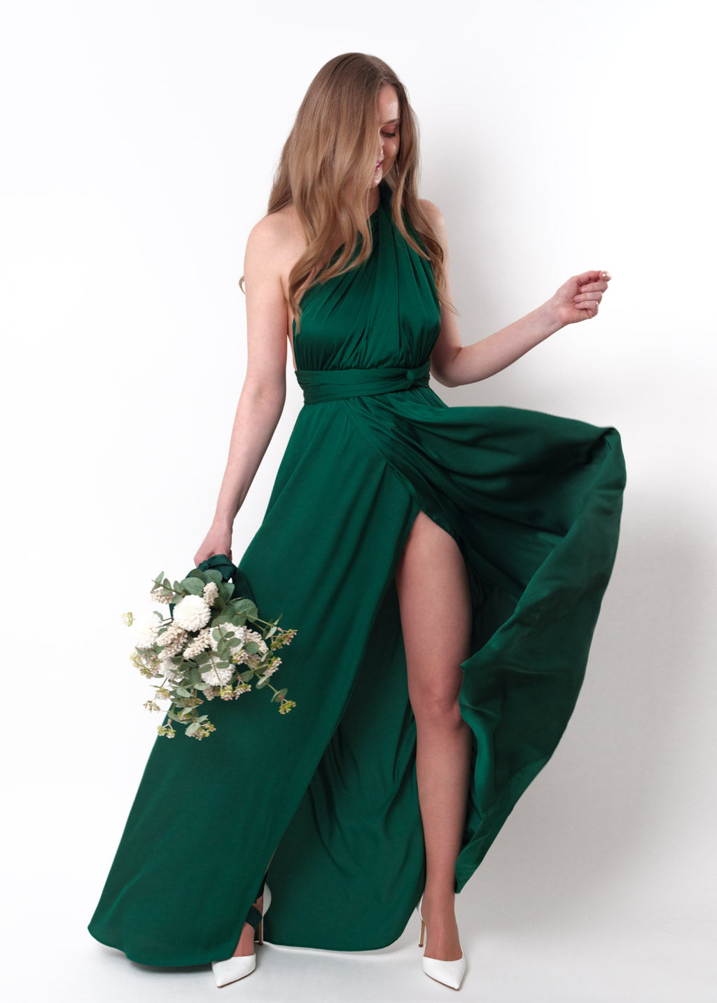 Dark green infinity slit long dress