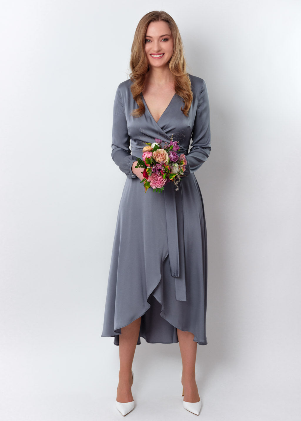 Grey wrap dress