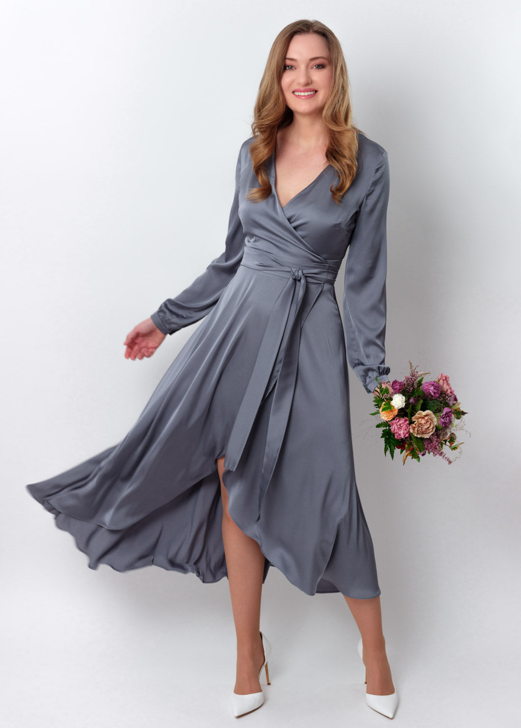 Grey wrap dress