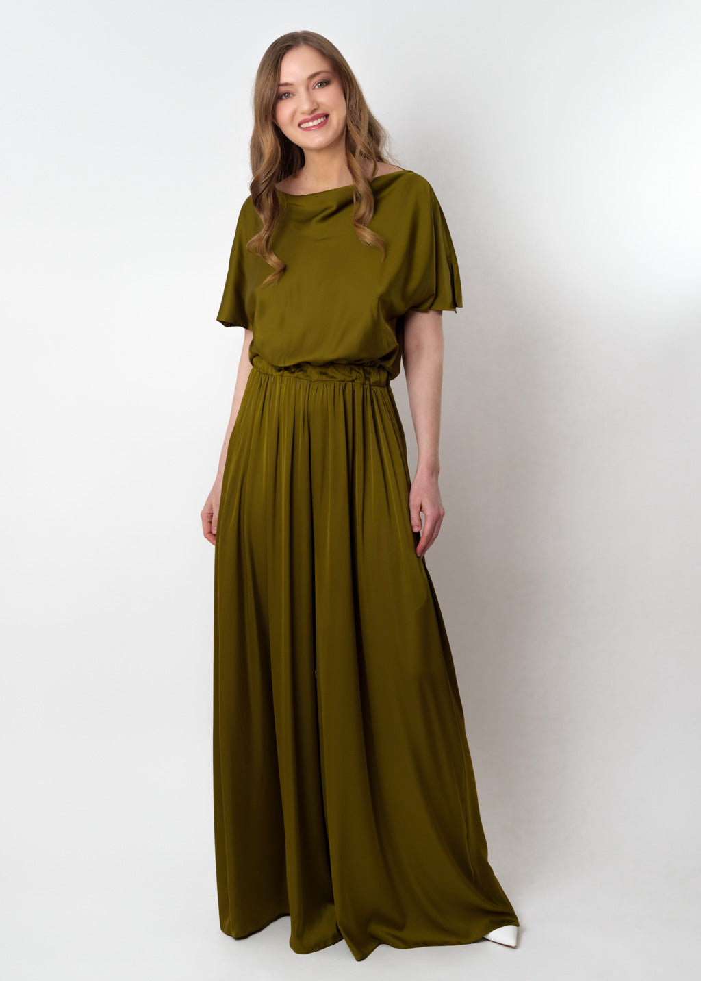 Olive silk jumpsuit