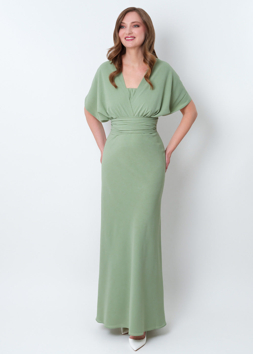 Sage green chiffon infinity dress