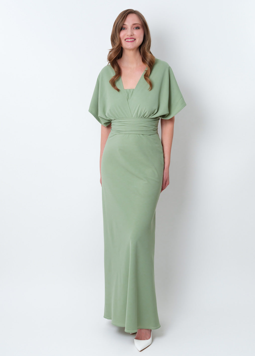 Sage green chiffon infinity dress