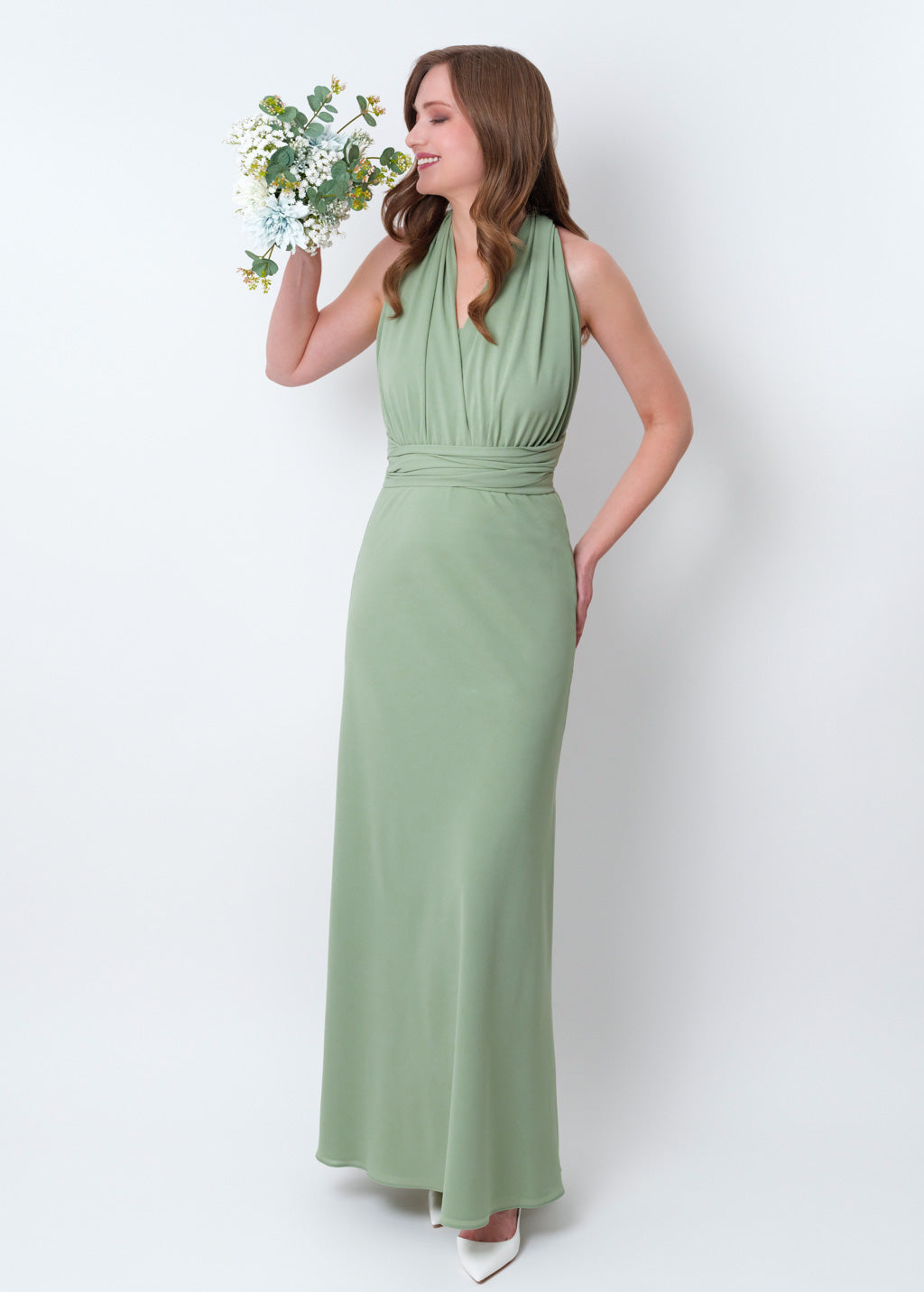 Sage green chiffon infinity dress
