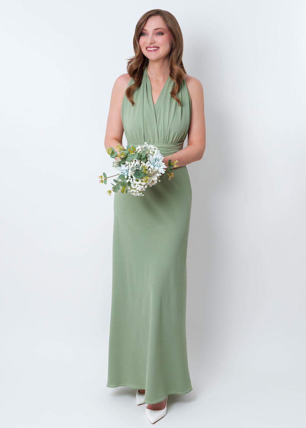 Sage green chiffon infinity dress