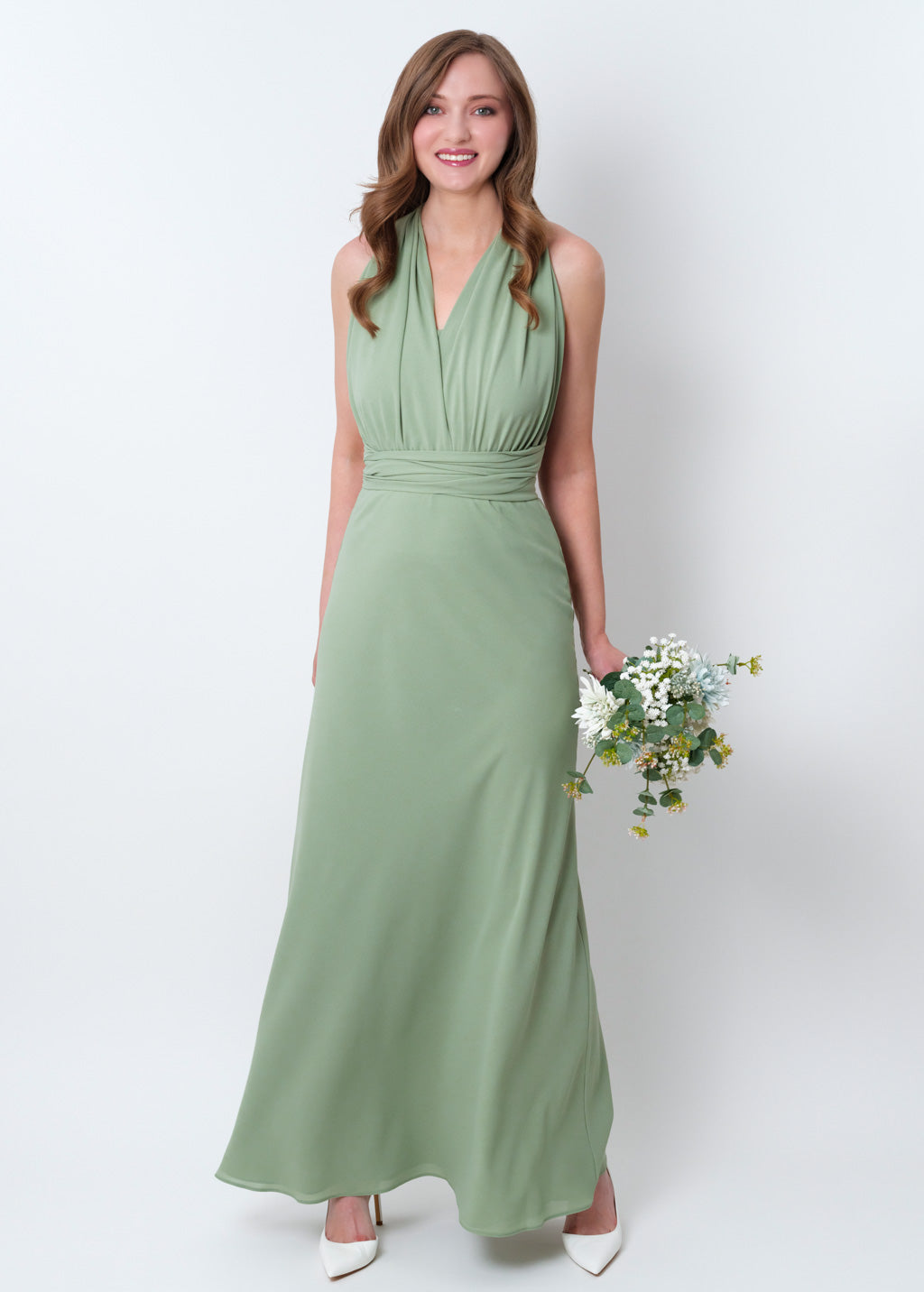 Sage green chiffon infinity dress